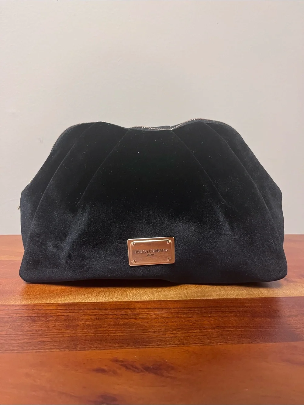 Dolce & Gabbana Black Velvet Cosmetic Case with Gold Plaque